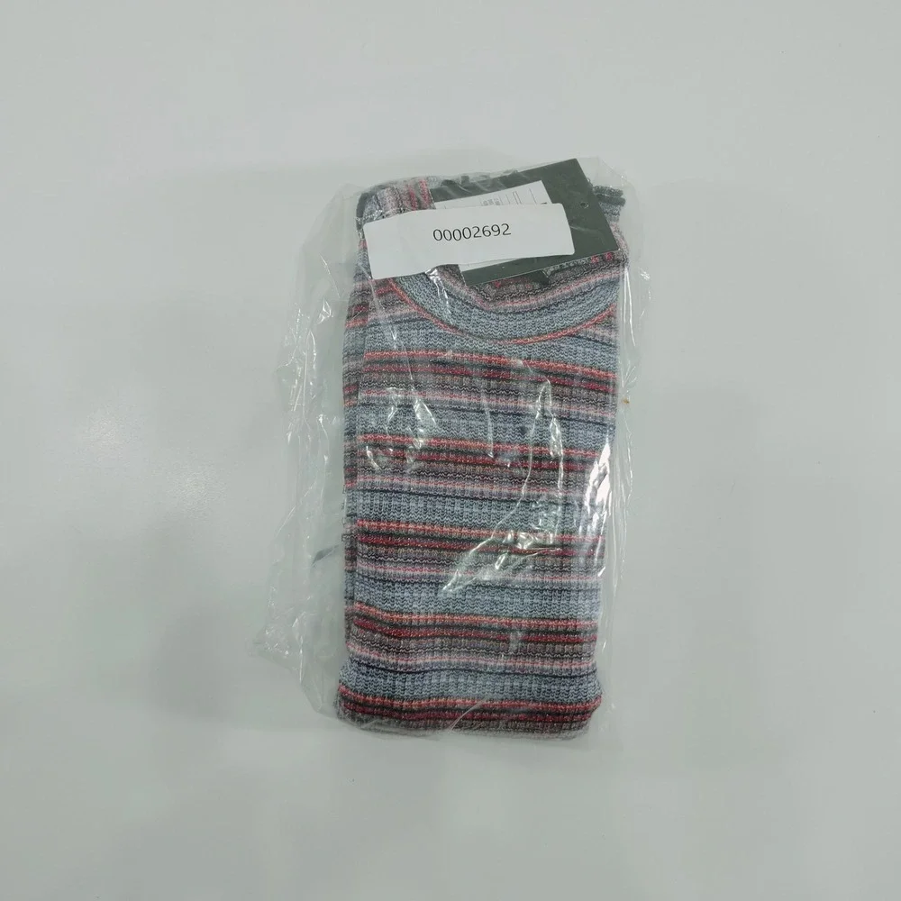 Art Class Striped Mock Neck Long Sleeve Top Girls Size‎ M 7 8 Red Gray Metallic